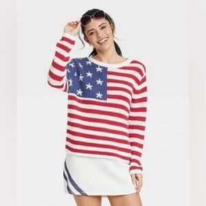 NWT Grayson Threads American Flag Knit Sweater